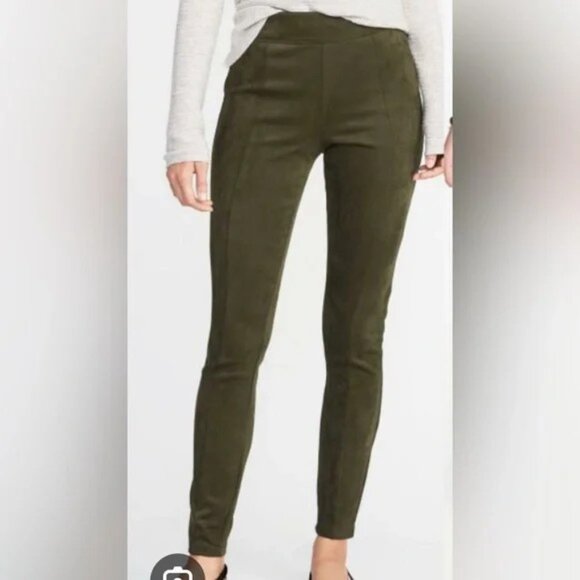 "NWT" Old Navy High-Waisted Stevie Faux-Suede Ponte-Knit Pants For Women-Green-S - Picture 1 of 9